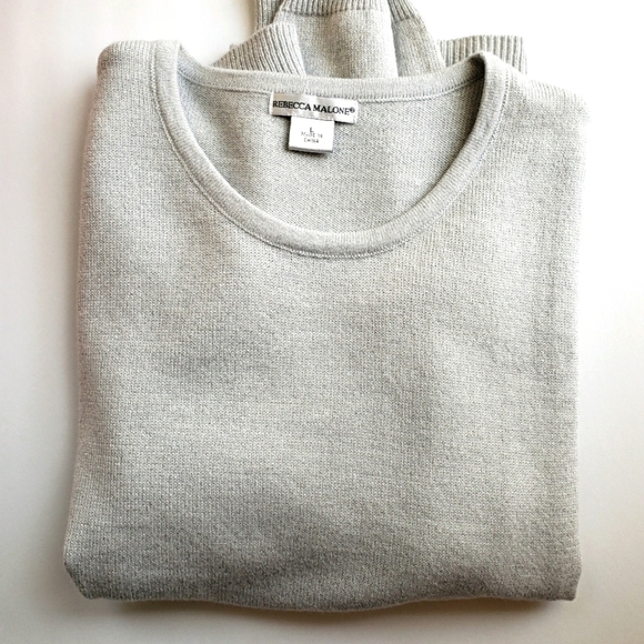 REBECCA MALONE/CREW NECK SWEATER/SILVER GRAY/ SZ L - Picture 7 of 9